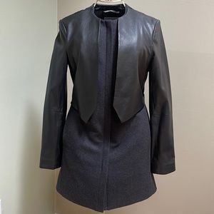 Vera Wang Wool and Leather Coat